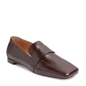 Mansur Gavriel square toe burgundy patent loafers 36=6